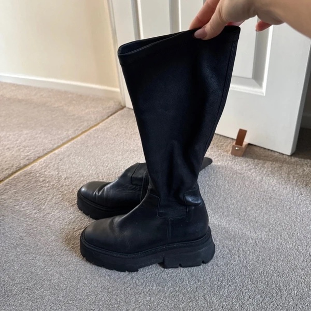 Zara Women's Black Chunky Heeled Boots